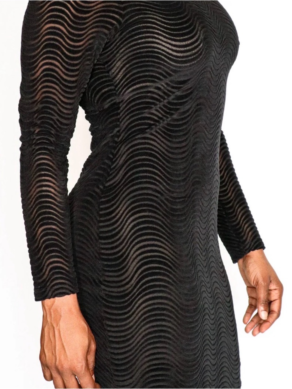 Opening Ceremony Black Long-Sleeve Bodycon Dress